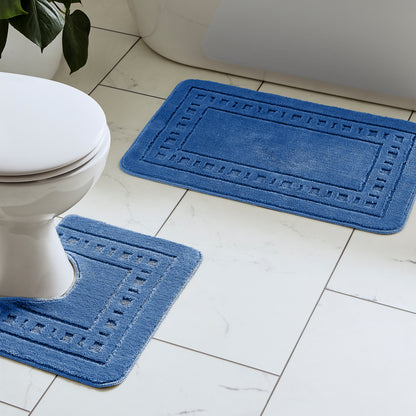Catherine Lansfield Armoni Bath Mat and Pedestal Set - Navy