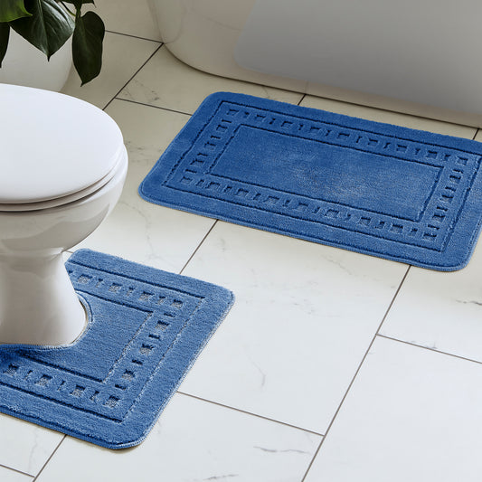 Catherine Lansfield Armoni Bath Mat and Pedestal Set - Navy