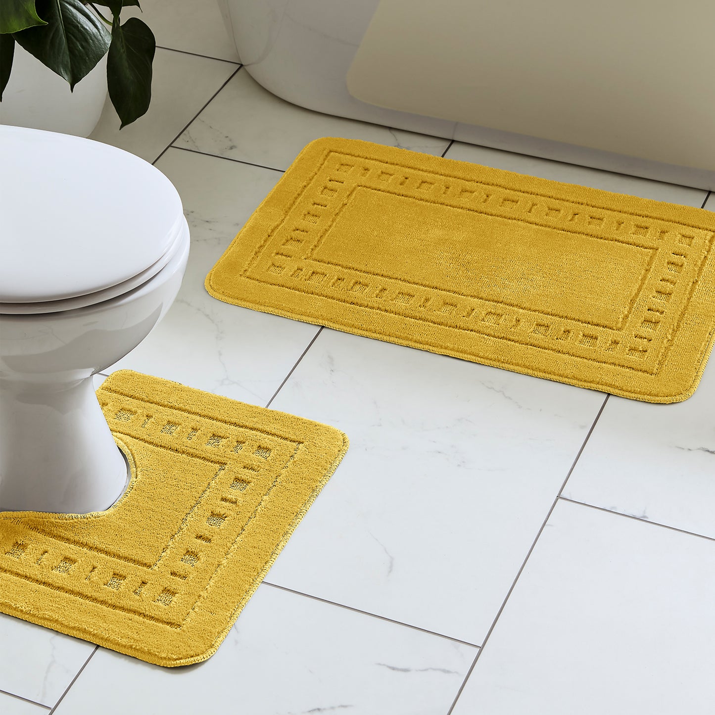 Catherine Lansfield Armoni Bath Mat and Pedestal Set - Ochre