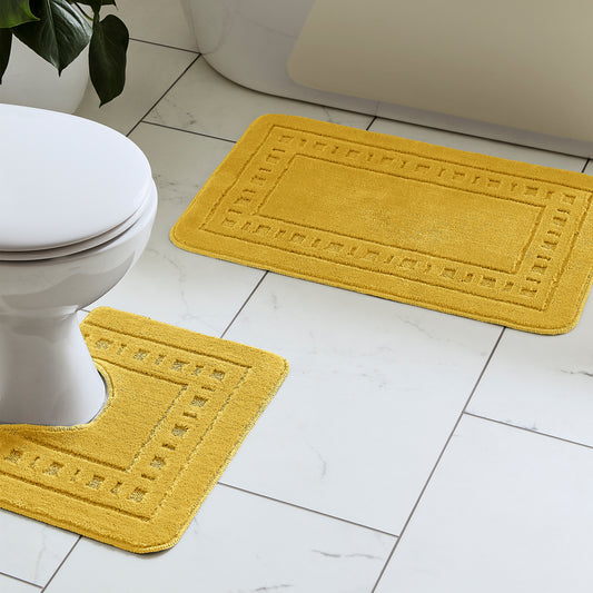 Catherine Lansfield Armoni Bath Mat and Pedestal Set - Ochre