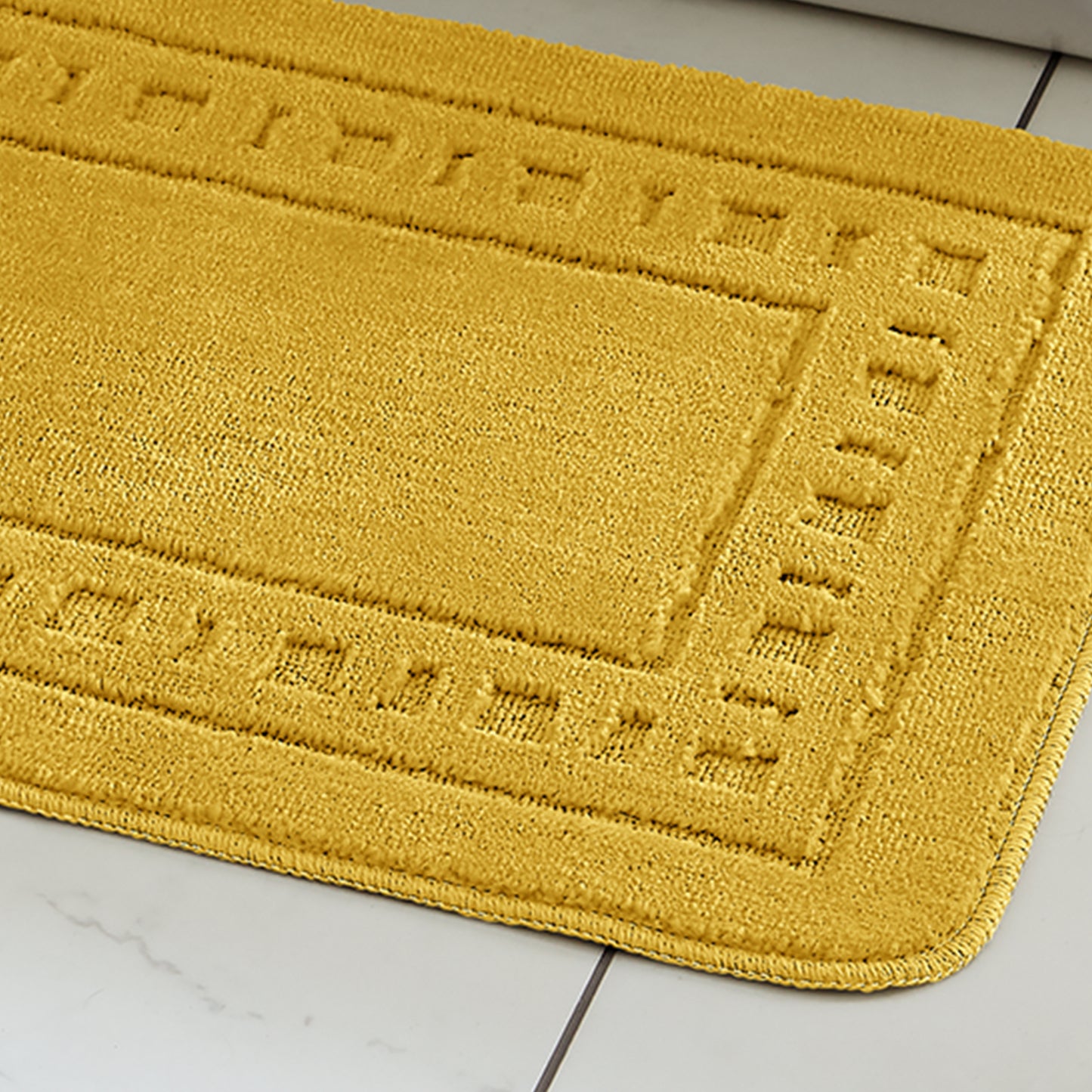 Catherine Lansfield Armoni Bath Mat and Pedestal Set - Ochre
