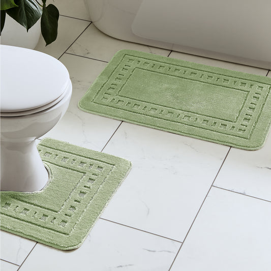 Catherine Lansfield Armoni Bath Mat and Pedestal Set - Sage Green