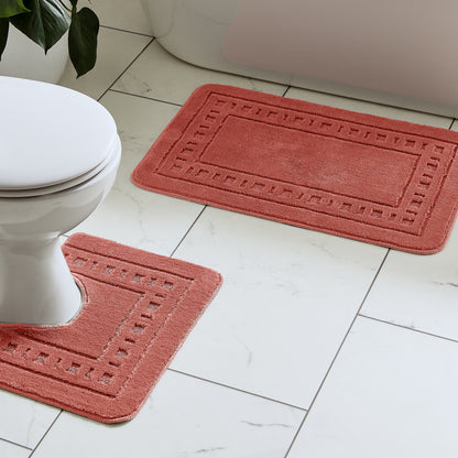 Catherine Lansfield Armoni Bath Mat and Pedestal Set - Terracotta
