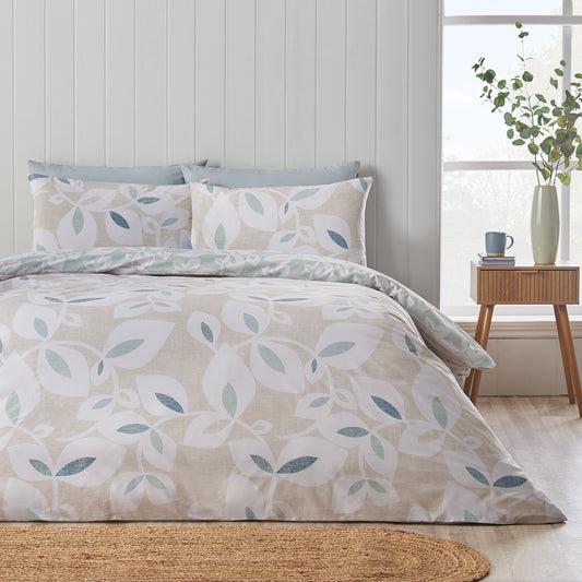 Catherine Lansfield Inga Leaf Duvet Cover Set - Natural