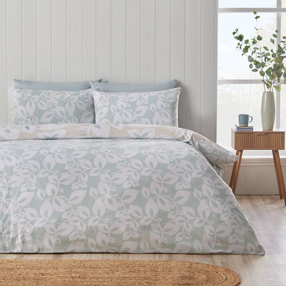 Catherine Lansfield Inga Leaf Duvet Cover Set - Natural