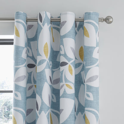 Catherine Lansfield Inga Leaf Eyelet Curtains - Teal