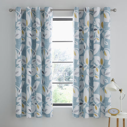 Catherine Lansfield Inga Leaf Eyelet Curtains - Teal