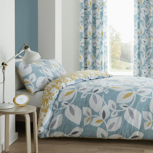 Catherine Lansfield Inga Leaf Duvet Cover Set - Teal