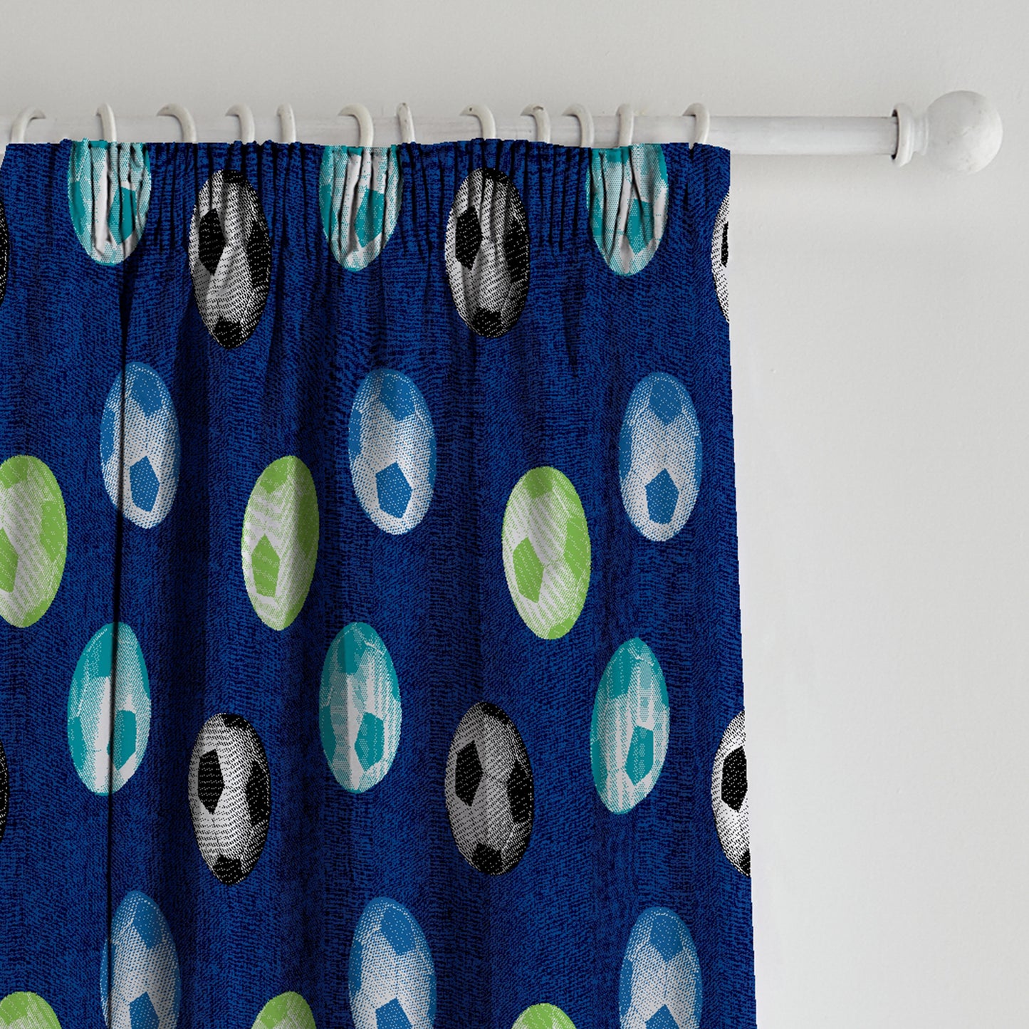 Catherine Lansfield Football Pencil Pleat Curtains - Blue