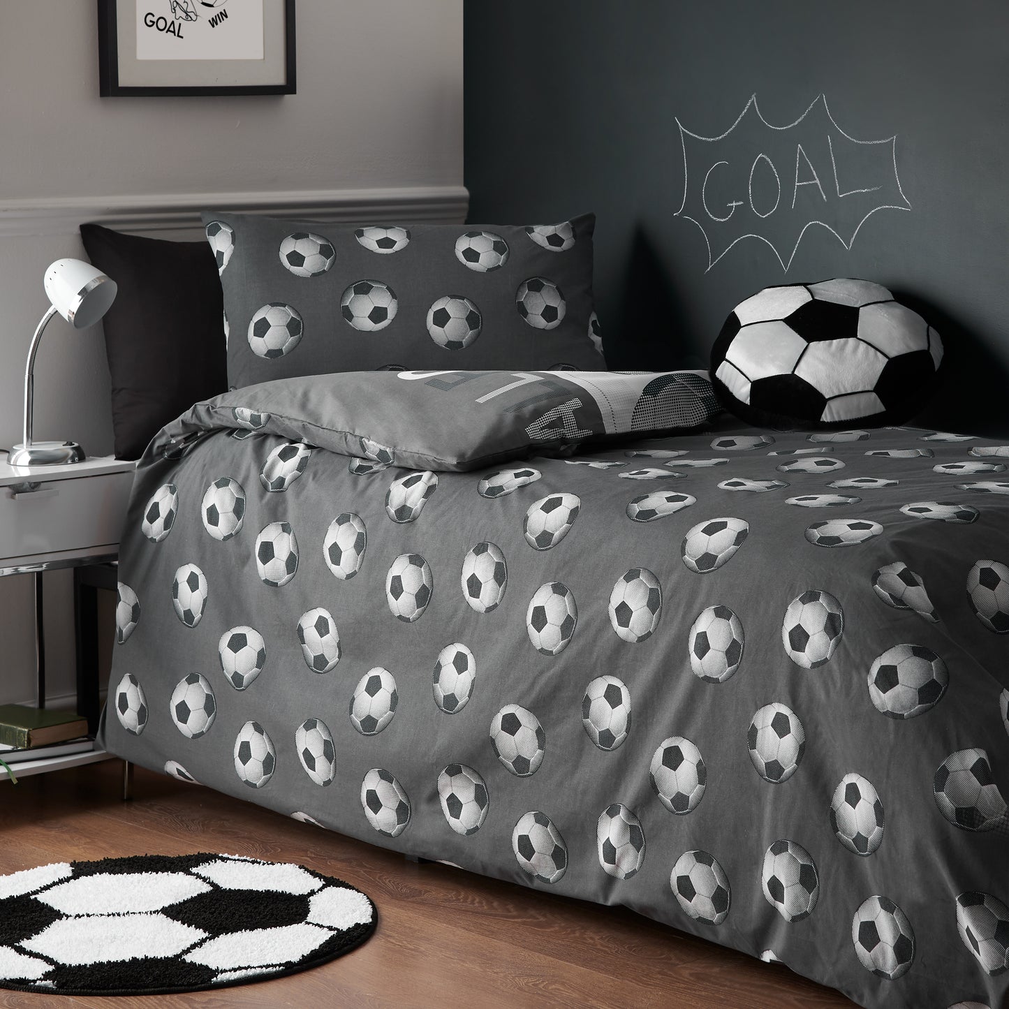 Catherine Lansfield Football Duvet Cover Set - Grey