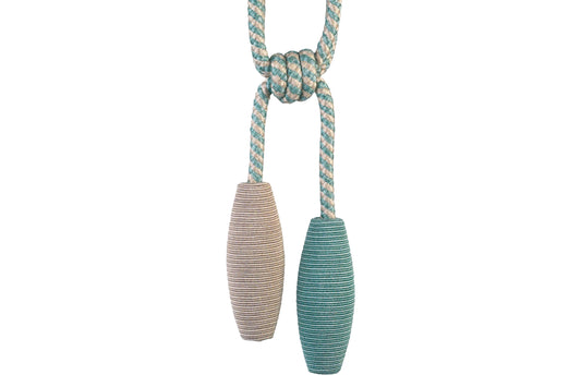 Hallis Jazz Double Skittle Tieback - Aqua & Linen