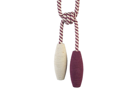 Hallis Jazz Double Skittle Tieback - Aubergine & Linen