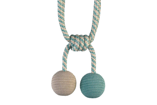 Hallis Jazz Double Ball Tieback - Aqua & Linen