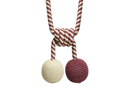 Hallis Jazz Double Ball Tieback - Aubergine & Linen
