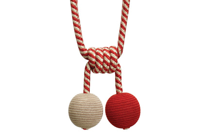Hallis Jazz Double Ball Tieback - Red & Linen