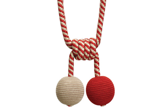 Hallis Jazz Double Ball Tieback - Red & Linen