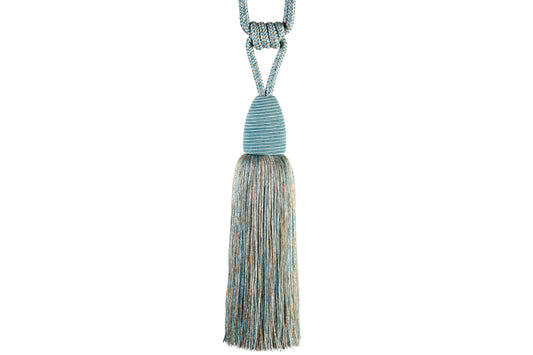 Hallis Jive Tassel Tieback - Aqua & Linen
