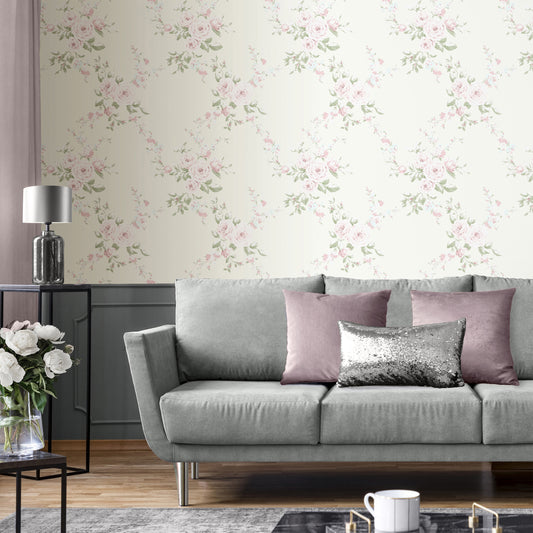 Catherine Lansfield Canterbury Wallpaper - Cream