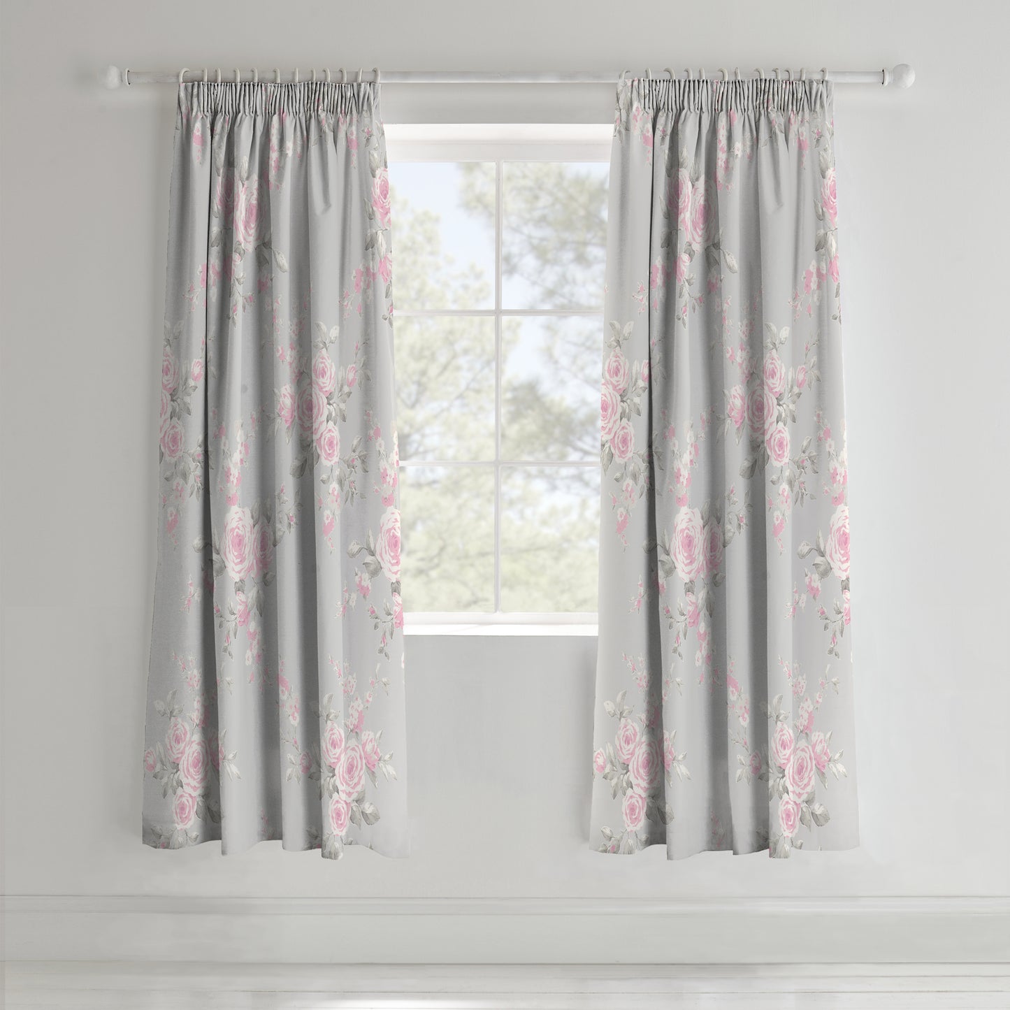 Catherine Lansfield Canterbury Pencil Pleat Curtains - Grey