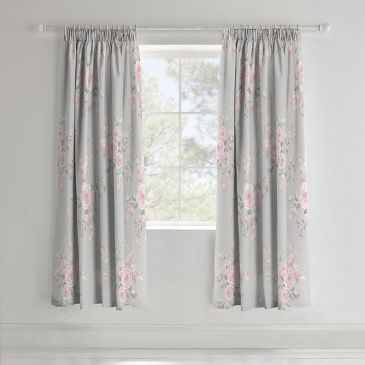 Catherine Lansfield Canterbury Pencil Pleat Curtains - Grey