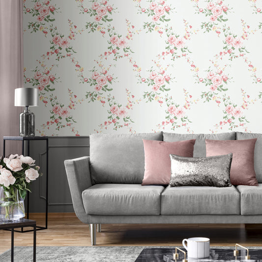 Catherine Lansfield Canterbury Wallpaper - Grey/Red