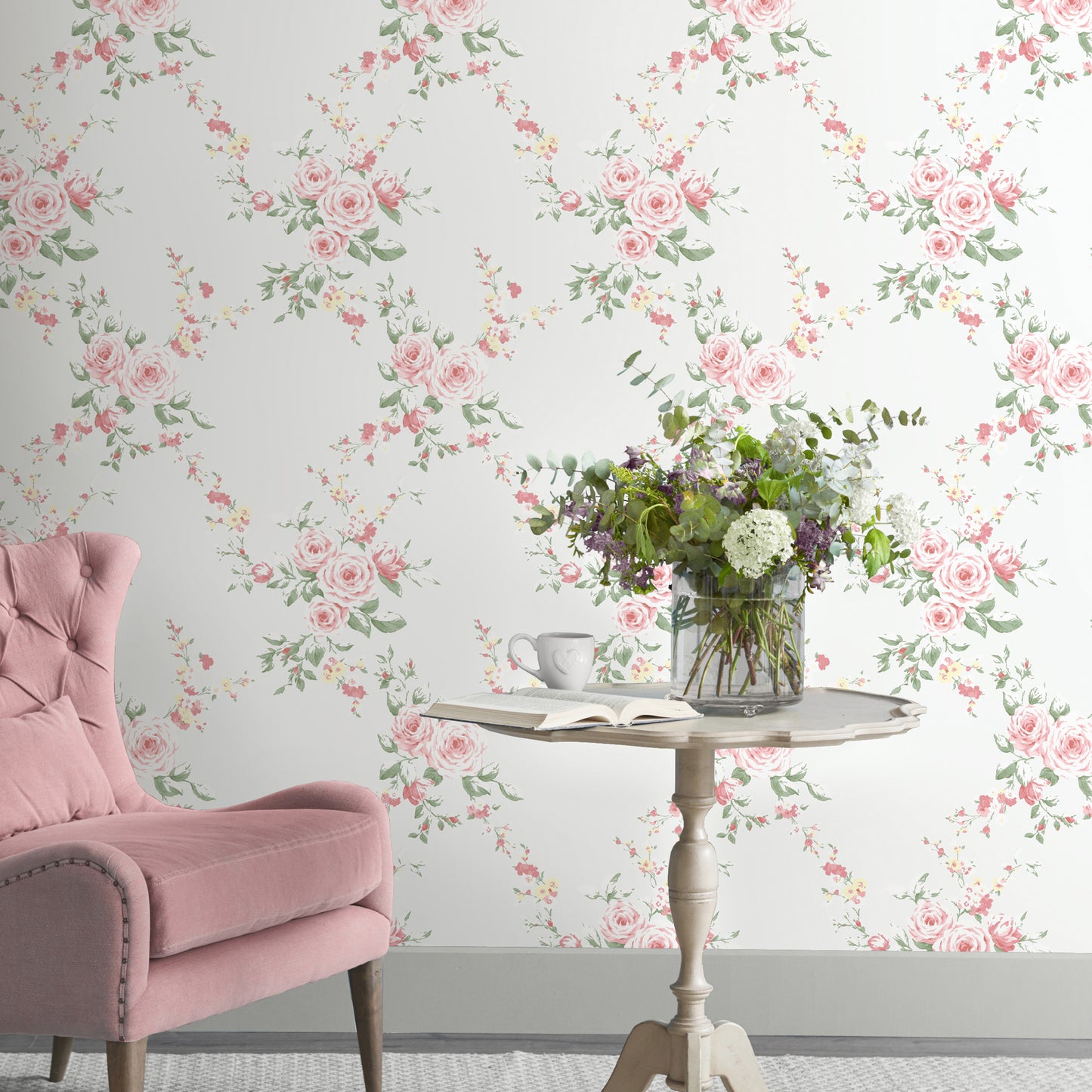 Catherine Lansfield Canterbury Wallpaper - Grey/Red