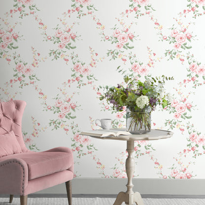 Catherine Lansfield Canterbury Wallpaper - Grey/Red