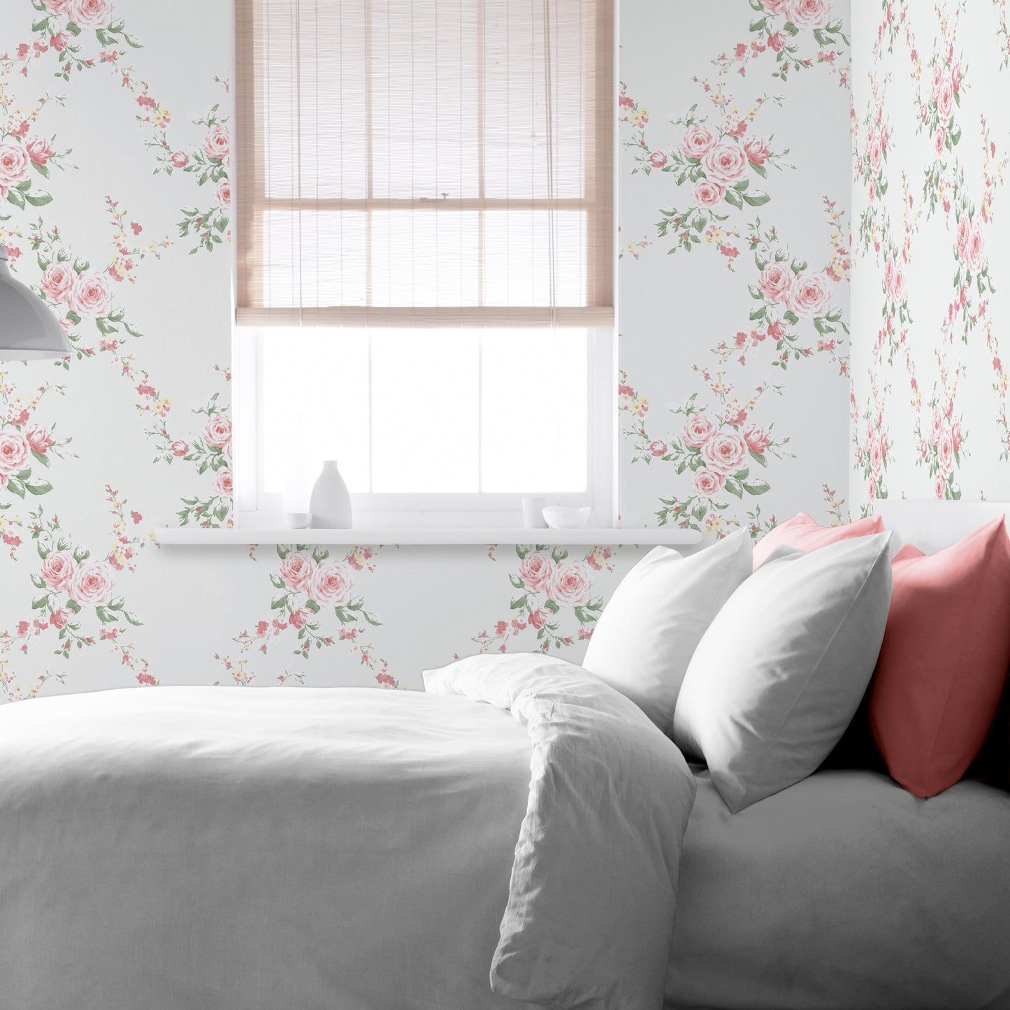 Catherine Lansfield Canterbury Wallpaper - Grey/Red