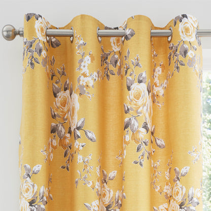 Catherine Lansfield Canterbury Eyelet Curtains - Ochre