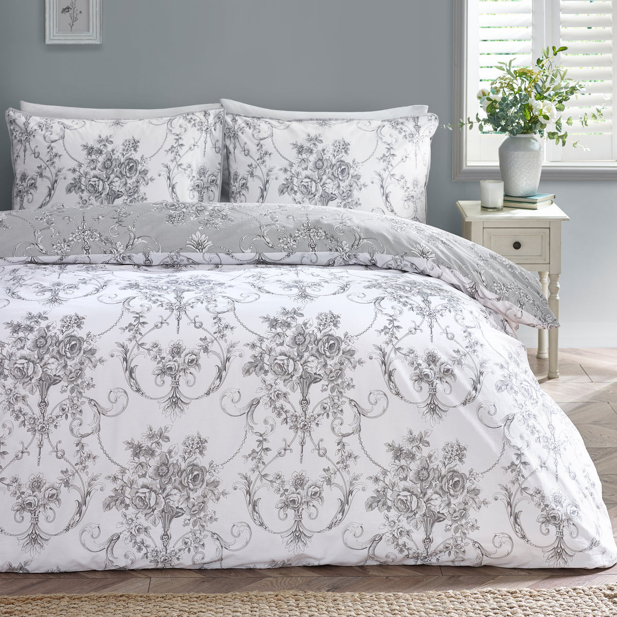 Catherine Lansfield Antoinette Duvet Cover Set - Grey