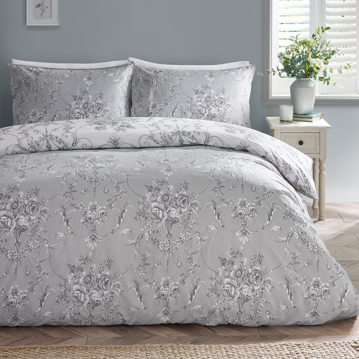 Catherine Lansfield Antoinette Duvet Cover Set - Grey