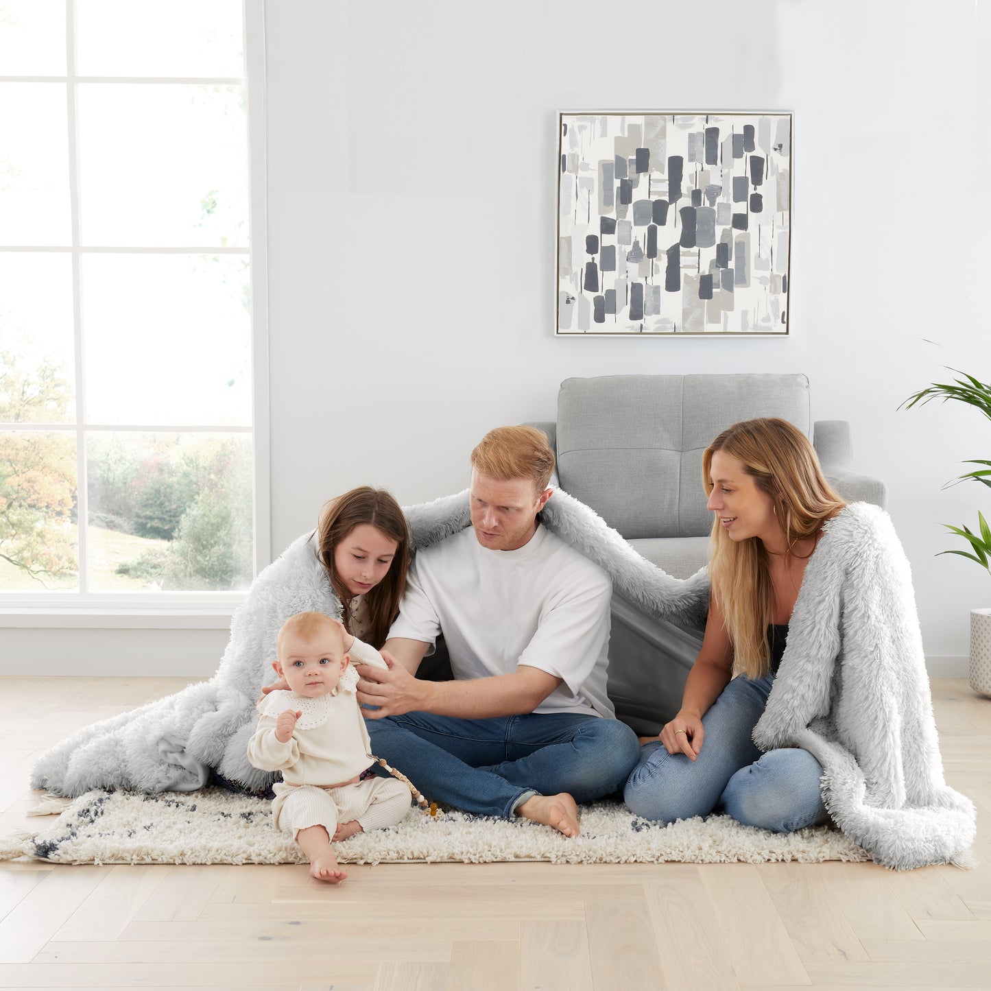 Catherine Lansfield Cuddly Family Throw - Silver