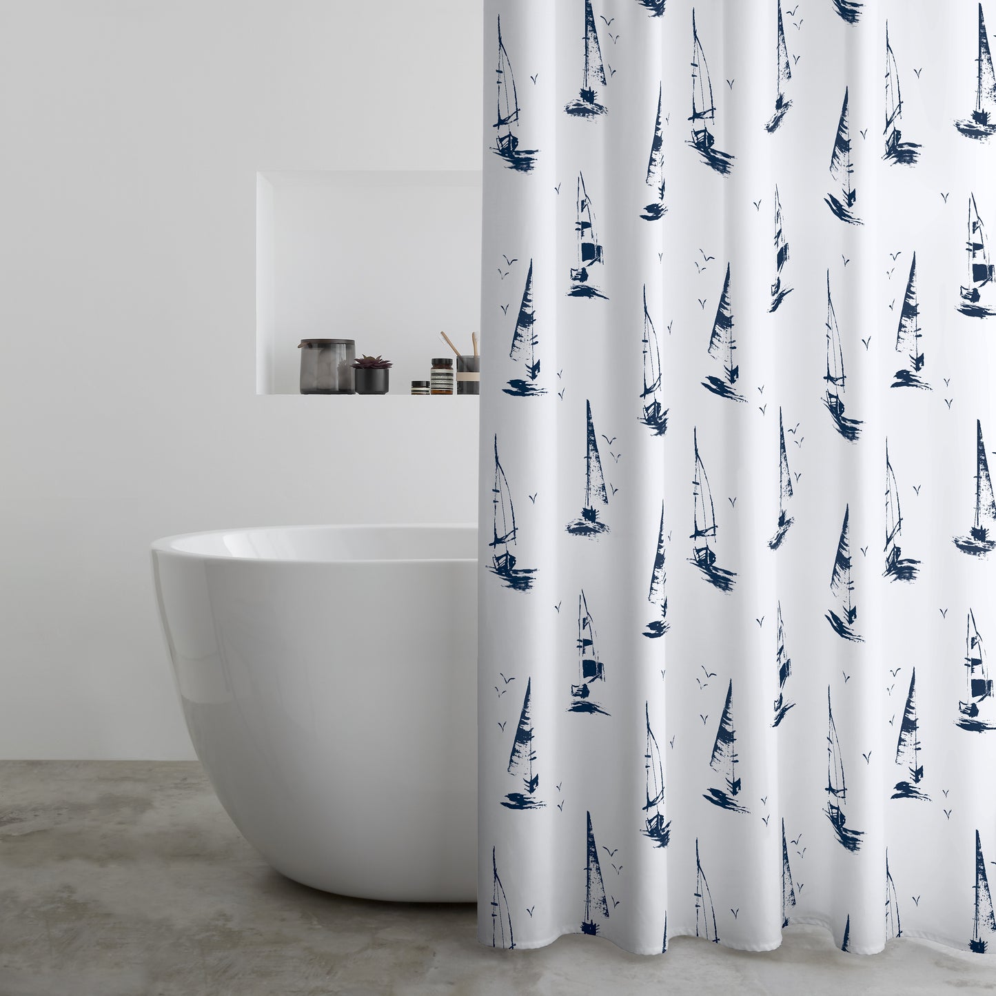 Catherine Lansfield Salcombe Boats Shower Curtain