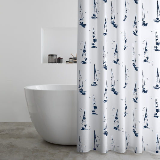 Catherine Lansfield Salcombe Boats Shower Curtain