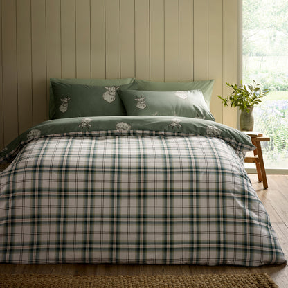 Catherine Lansfield Stag Duvet Cover Set - Soft Green