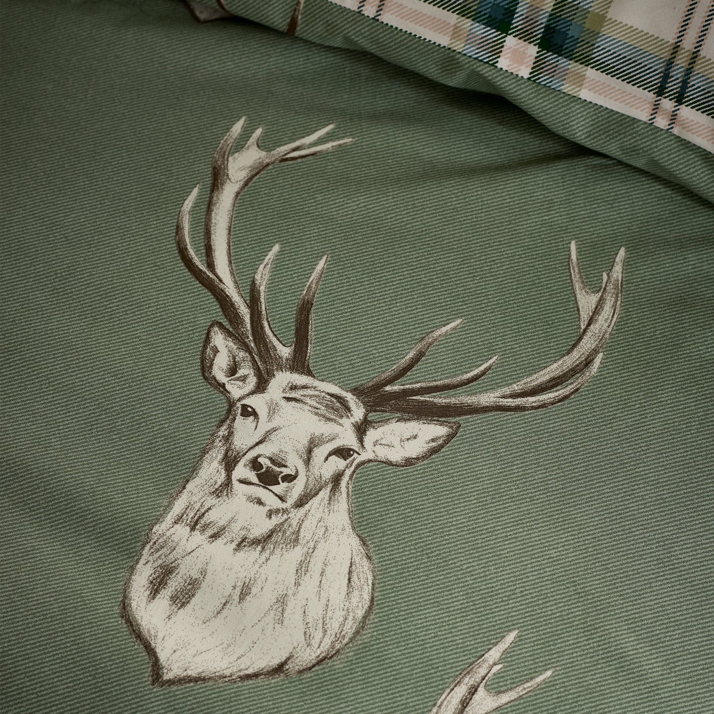 Catherine Lansfield Stag Duvet Cover Set - Soft Green