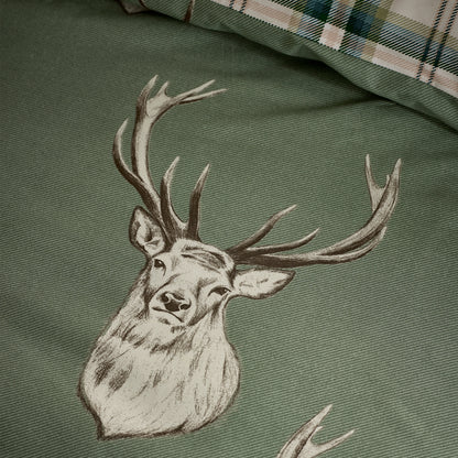 Catherine Lansfield Stag Duvet Cover Set - Soft Green