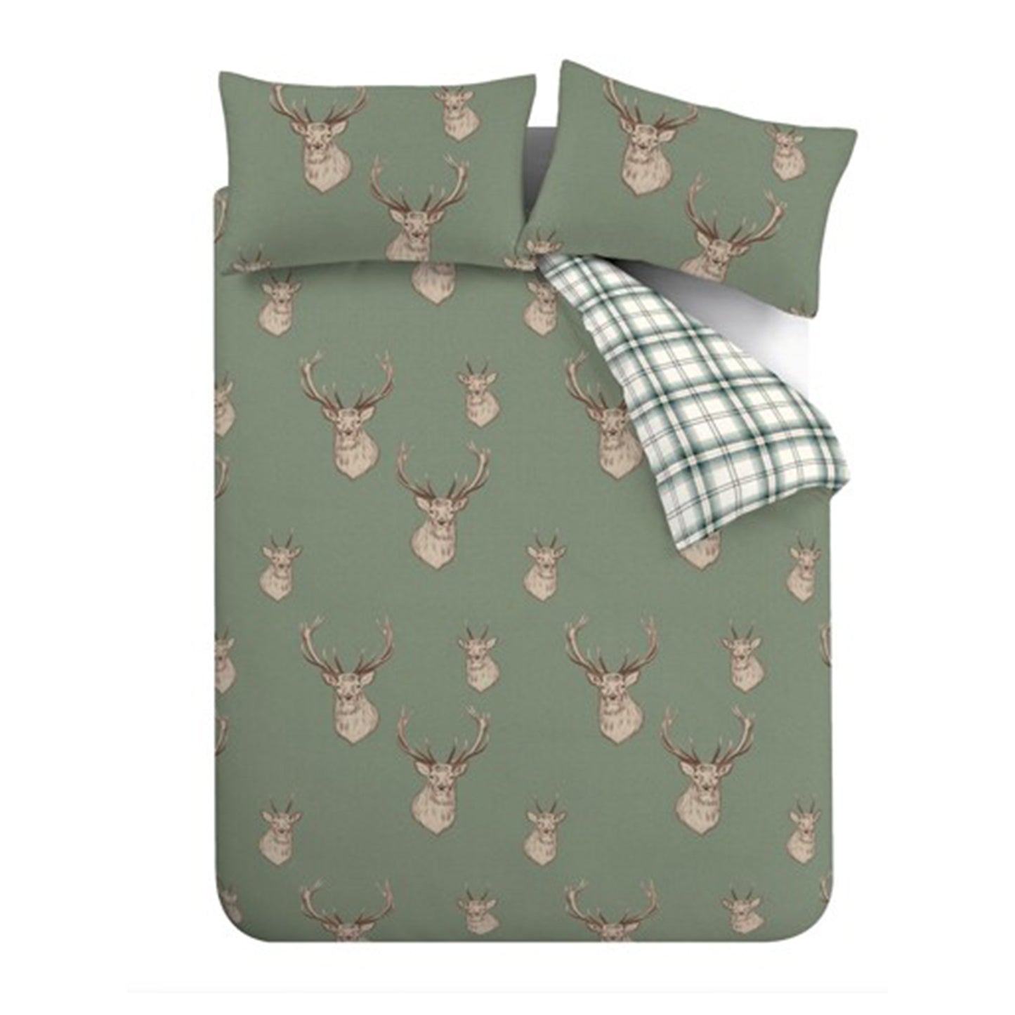 Catherine Lansfield Stag Duvet Cover Set - Soft Green