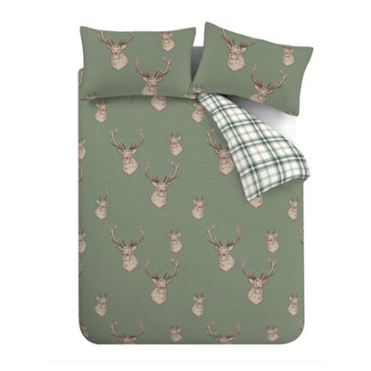 Catherine Lansfield Stag Duvet Cover Set - Soft Green