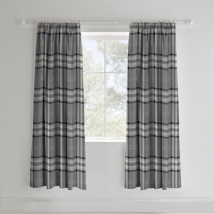 Catherine Lansfield Kelso Pencil Pleat Curtains - Charcoal