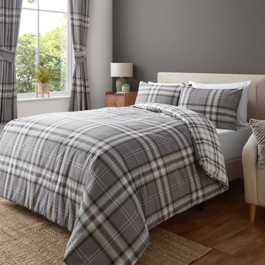 Catherine Lansfield Kelso Check Duvet Cover Set - Charcoal