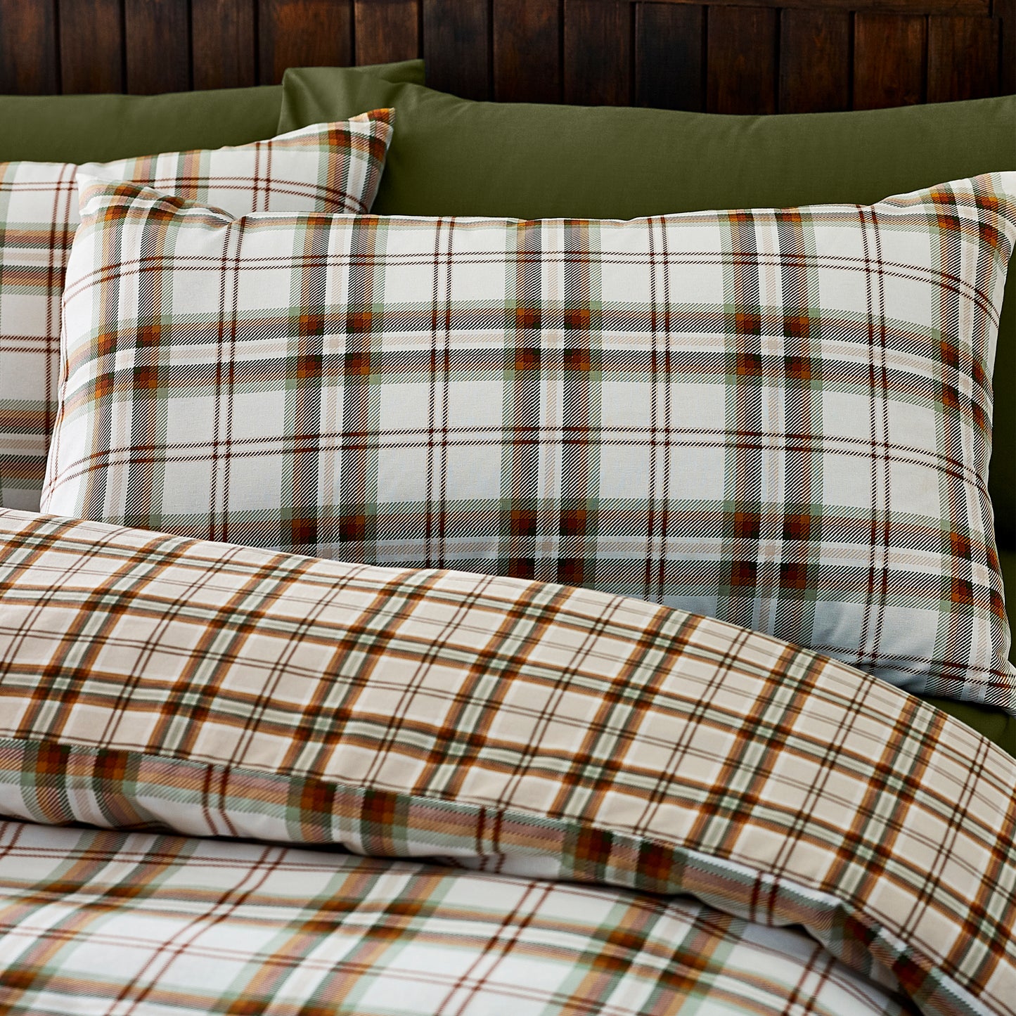 Catherine Lansfield Kelso Check Duvet Cover Set - Burnt Orange