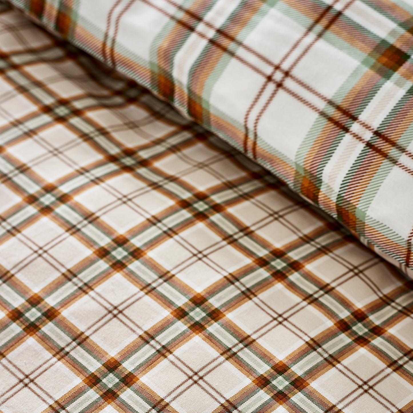 Catherine Lansfield Kelso Check Duvet Cover Set - Burnt Orange