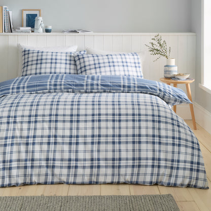 Catherine Lansfield Kelso Check Duvet Cover Set - Lansfield Blue