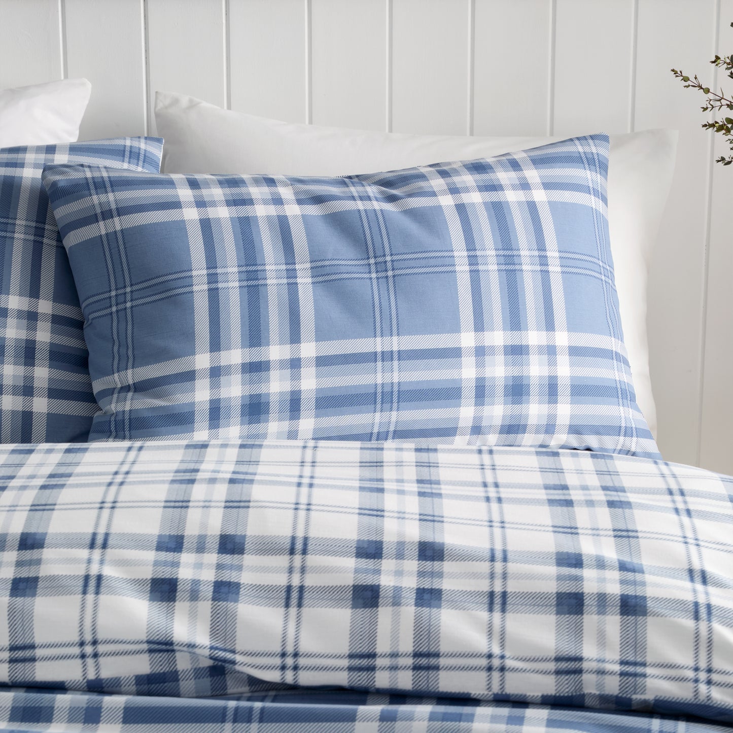 Catherine Lansfield Kelso Check Duvet Cover Set - Lansfield Blue