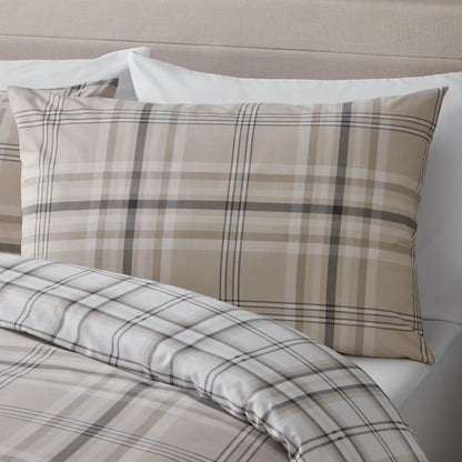 Catherine Lansfield Kelso Check Duvet Cover Set - Natural