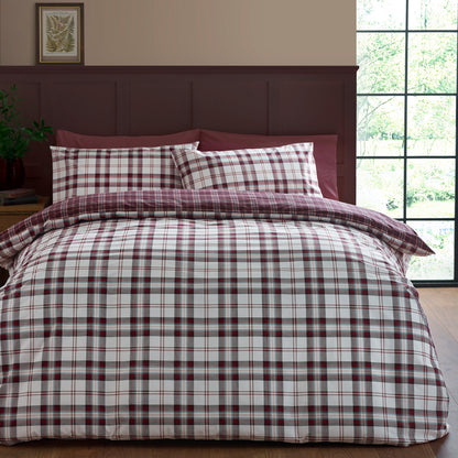 Catherine Lansfield Kelso Check Duvet Cover Set - Plum