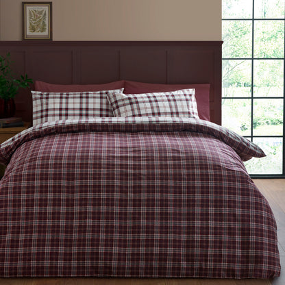 Catherine Lansfield Kelso Check Duvet Cover Set - Plum