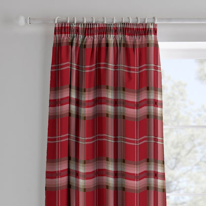 Catherine Lansfield Kelso Pencil Pleat Curtains - Red