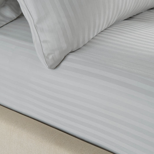 Catherine Lansfield 300TC Satin Stripe Fitted Sheet - Grey